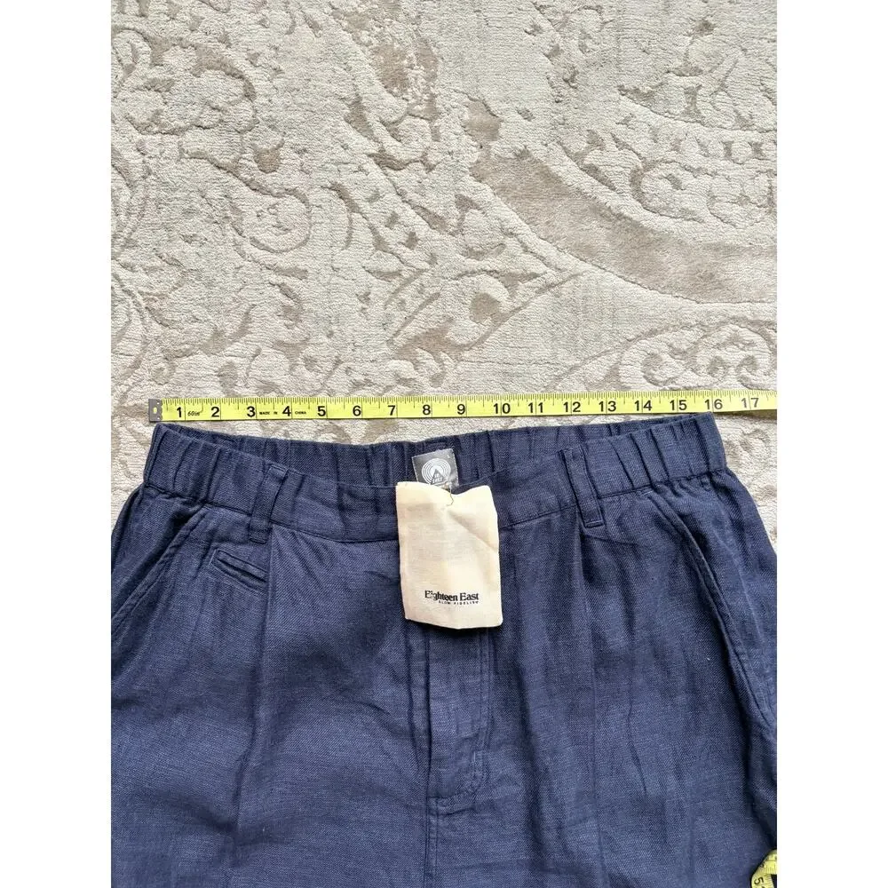 18 East Men's Large Kell Pleated Pant Navy NEW NWT Wide Leg Trouser